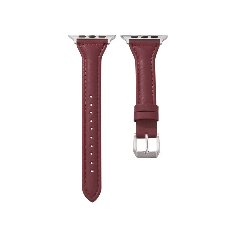 Slim leather strap for Apple Watch band 49mm series 7 8 9 41mm/45mm 38mm/42mm Wrist bracelet iWatch SE 6 5 4 3 40mm/44mm ultra-2