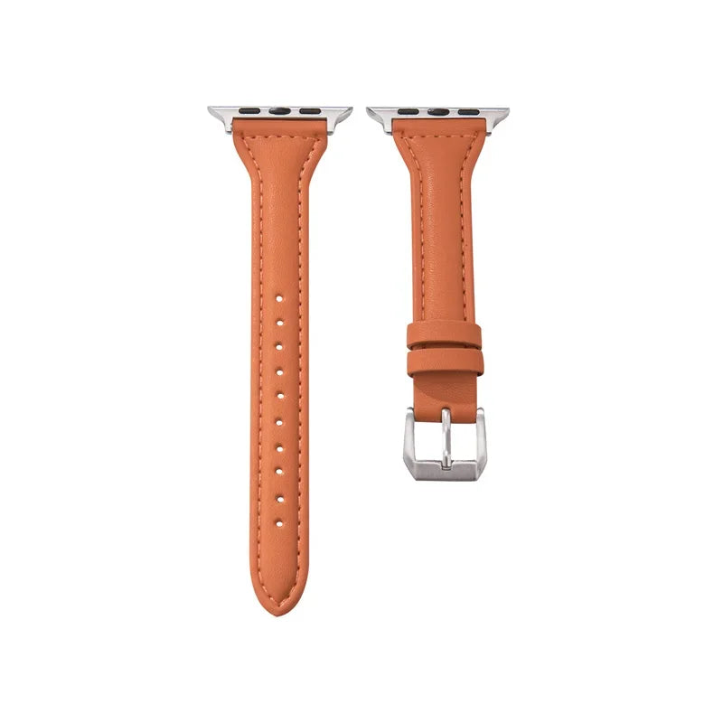 Slim leather strap for Apple Watch band 49mm series 7 8 9 41mm/45mm 38mm/42mm Wrist bracelet iWatch SE 6 5 4 3 40mm/44mm ultra-2